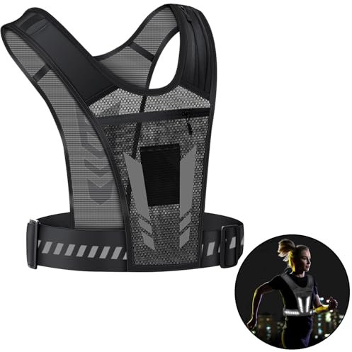 Running Hydration Vest, Lightweight Adjust Chest Straps Water Daypack with 1L Water Bottle Pocket, Breathable Reflective Insulation BackPacks for Women Men Outdoor Hiking Cycling Climbing Marathon