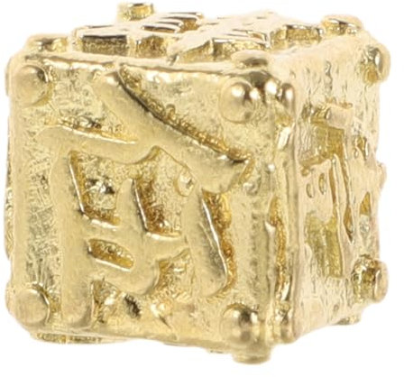 BCOATH Kleine Messing Würfel mit Chinesischen Schriftzeichen, Goldfarben