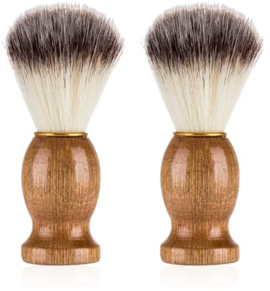 2 Stücke Holzgriff Bartbürste, Weiche Borstenbürste, Multifunktionsreinigungsbürste, Herrenhaarschnitt-Reinigungsbürste, Wiederverwendbarer Rasierpinsel, Bequemer Rasierbürste.
