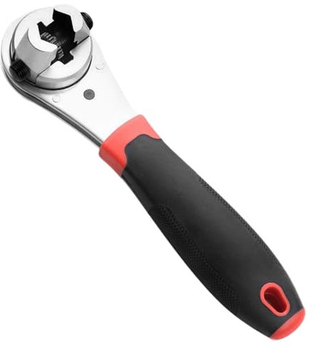 Llaves Fijas con Carraca, Ajustable de 6 a 22 mm, Acero al Cromo-Molibdeno, Superficie Pulida, con EmpuñAdura Antideslizante, Endurecida, Apta para Coches, Motos y Camiones (Plata, negro)