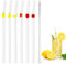 6 PCS Glass Straws Reusable Bent Straws with Design, Coffee Straw Glass with Cleaning Brushes, Transparent Straws for Smoothies Cocktail Juice Coffee Milkshakes, Fruit
