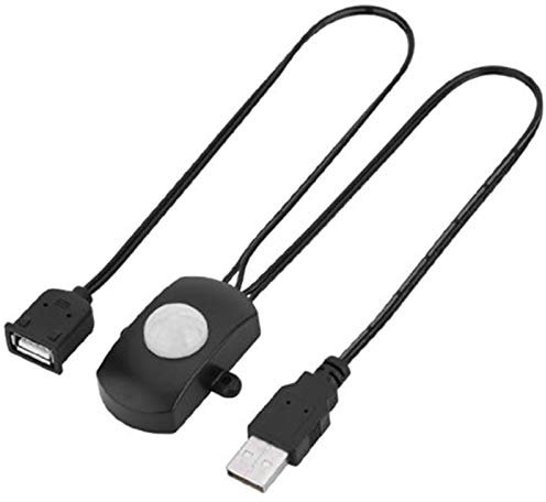 Janasiba 5A DC5-24V Mini USB PIR Détecteur de mouvement infrarouge Interrupteur automatique pour détection intelligente de bande LED (noir)
