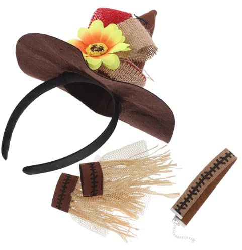 Beavorty 1 Satz Strohankleidungsrequisiten Karnevalsoutfit Vogelscheuchenhüte zum Basteln Vogelscheuche-Hut-Stirnband Herren Strohhüte Vogelscheuche-Stroh-Kit Vogelscheuchenstroh Stoff