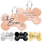 Chapa Perro Grabada a Doble Cara, Chapas Identificativa Perros en Forma de Hueso Personalizada, Acero Inoxidable, Pulido, Rosa