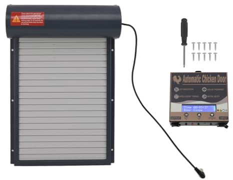 Automatischer zeitgesteuerter Roll-Up-Türöffner-Controller für Hühnerstall mit Timer für Geflügelfarmen, graues Kunststoffeisen, 37 x 25 cm