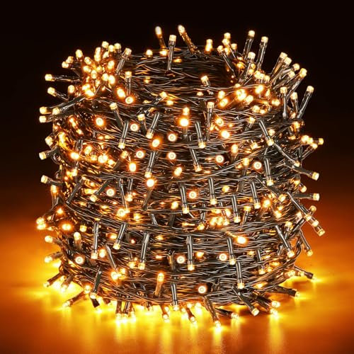 ELKTRY 100M LED Lichterkette Außen, 1000 LEDs 8 Modi Lichterketten Innen, Warmweiß IP44 Lichterkette Strom für Schlafzimmer, Kinderzimmer, Balkon, Garten, Terrasse