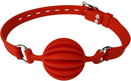 Mordaza Boca Sex Bondage Ball Gag Ajustable Silicona Bouth Gag Ball, 4.1cm | Mordaza de Bola Transpirable Juguetes Sexuales Bdsms Sex Toy SM Cosplay Sexy Accesorios para Pareja Hombre Mujer Rojo