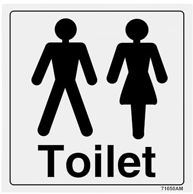V Safety Unisex Toilet Safety Sign - 150 x 150 mm - Economy 0.5mm Polypropylene Sign with Mount Film