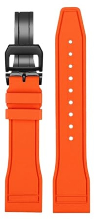 CIEMJSYNF Fluorkautschuk-Armband 20 21 22 mm, kompatibel mit IWC-Kautschuk-Uhrenarmband Pilot AMG Mark 18 Little Prince P7 Botafeno Herren-Viton-Band(A-orange-black,22mm)
