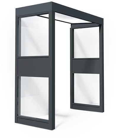 Canopia by Palram Sophia Vordach 2150mm – Grauer Rahmen, Opale Polycarbonat-Abdeckung, inkl. 2 Seitenwänden, wetterfest & langlebig