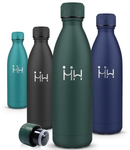 Motswedi Borraccia 1 litro, 18/8 Acciaio Inox, Borraccia Termica, Riutilizzabile, Borracce Termiche, a Prova di Perdita, Bottiglia acqua per Sport, Yoga, Palestra, Ufficio - Verde oliva