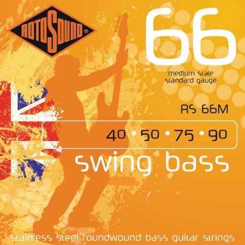 Rotosound Strings for Electric Bass SWING 66 STAINLESS SETS 4-string RS66M MEDIUM SCALE Stainless MEDIUM Scale 40-90