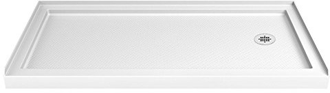 DreamLine SlimLine 32 in. D x 60 in. W x 2 3/4 in. H Right Drain Single Threshold Shower Base in White, DLT-1132602
