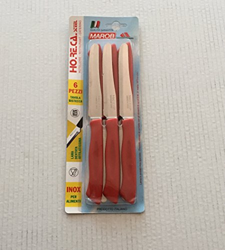 Coltelli tavola bistecca 6 pezzi Marob rosso