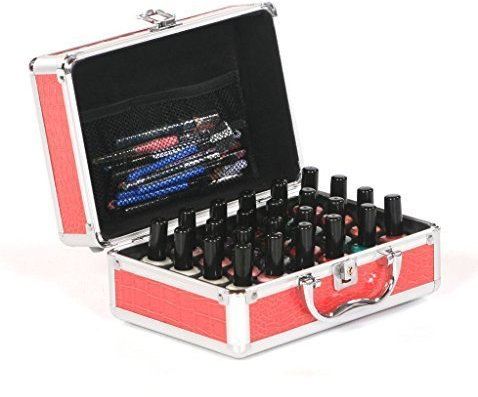 Urbanity Nail Polish Bottle Varnish Beauty Cosmetic Makeup Vanity Carry Case Briefcase Box Pink