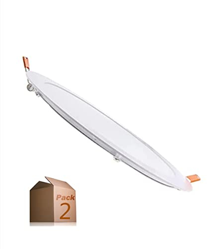 ONSSI Placa LED de Techo 20W 2000lm,Circular Φ220mm SuperSlim (Pack 2) Downlight LED Empotrado (Blanco Cálido, 3000K)