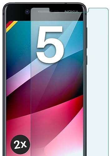 moex Schutzfolie für Nokia 5 Glas 9H Härte, gehärtetes Schutzglas, Panzer Schutz Glas Displayschutz Folie, kompatibel mit jeder Handy Hülle, ShockProtect 2 Stück