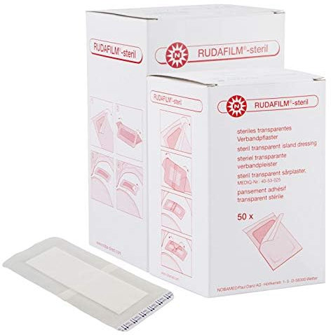 Nobamed Rudafilm-steril Verbandpflaster transparent steril 50 Stück (25 cm x 10 cm)