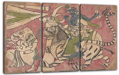 Printed Paintings Leinwand 3-teilig(120x80cm): 18. Jahrhundert - Ganesha führt Shiva und Durga zu
