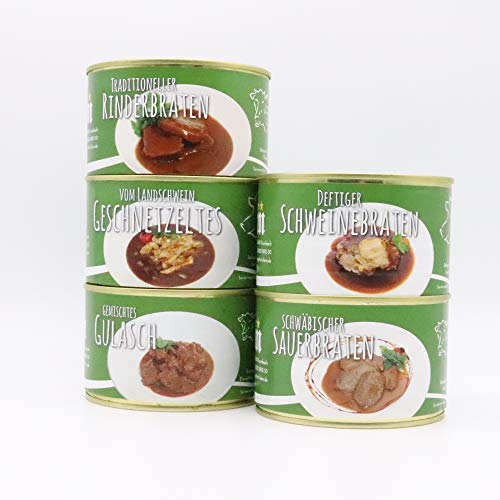 Diem Braten-Paket (Rinderbraten, Gulasch gemischt, Sauerbraten, Schweinebraten, Schweine Geschnetzeltes) 5 x 400g Konserve - (17,55€ / Kg)