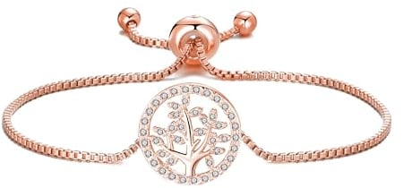 Philip Jones Rose Gold Plated Tree of Life Bracelet Created with Zircondia® Crystals