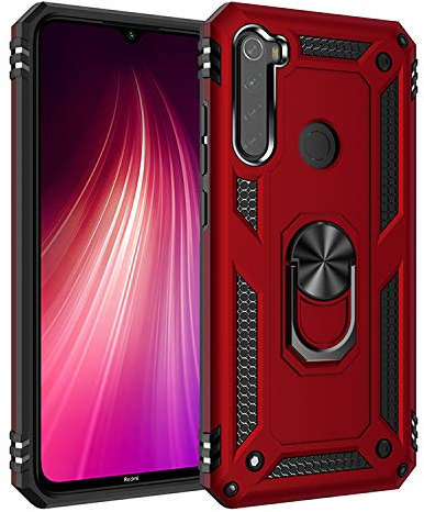 BestST Coque Xiaomi Redmi Note 8, Coque Redmi Note 8, Etui Housse de Protection Antichoc Durable Résistante 2 en 1 Hybride PC Robuste + TPU Souple pour Xiaomi Redmi Note 8 + Verre trempé - Rouge