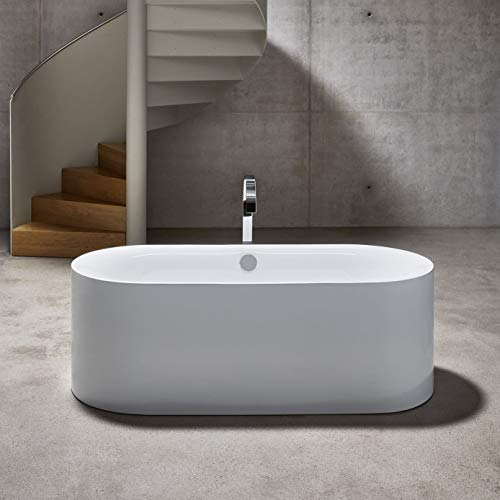 Bette Lux Oval Silhouette Badewanne freistehend, 190 x 90 x 45 cm, 2 Rückenschrägen, 3467CFXXS, Farbe: Weiß - 3467-000CFXXS