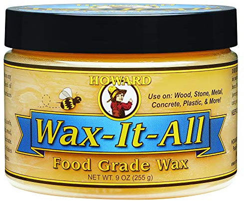 Howard Products Wax It All Multi-purpose Wax, 255g Bar, Model WAX009, Protects & Enhances Wood, Stone, Metal, Cement, Paint, Plastics, Countertops, Revives Faded Surfaces, Protects Wood, Made in USA