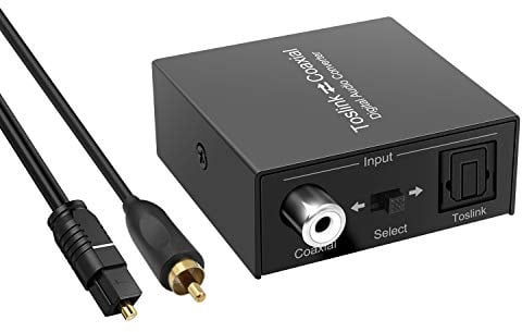 Optical to Coaxial or Coax to Optical Digital Audio Converter Adapter, Bi-Directional Digital Coaxial to/from SPDIF Optical (Toslink) Audio Signal Converter/Repeater