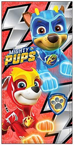 Paw Patrol Kinder Badetuch Strandtuch mit Chase & Marshall, 70 x 140 cm, rot