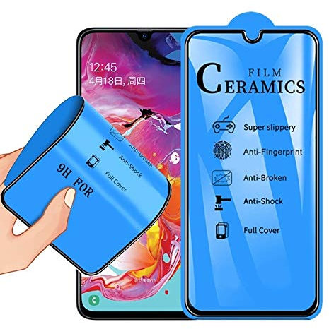 ZAORUN Film en Verre Trempé 2.5D Full Colle Film en Céramique Compatible pour Galaxy A70 Smartphone Accessoires