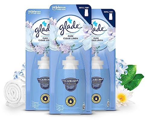 Glade Sense & Spray Air Freshener Refill, Motion Activated Automatic Room Spray and Odour Eliminator for Home, Clean Linen, 3 Refills (3 x 18ml)