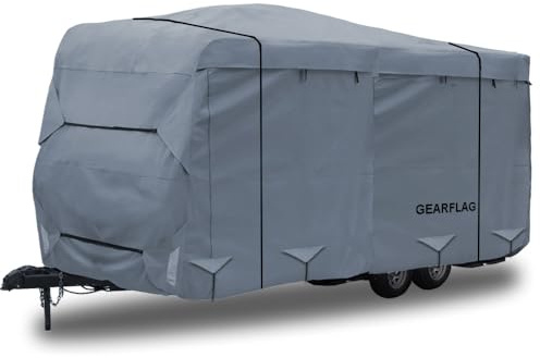 GEARFLAG Abdeckung für Wohnwagen und Wohnmobile, 4 Schichten mit verstärkten winddichten Seitenriemen, Anti-UV-beständig, strapazierfähig (passend für 4,8-43,2 cm)