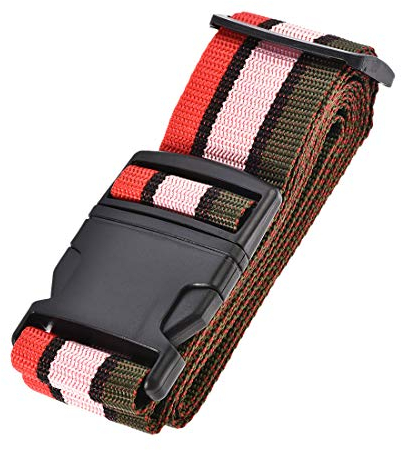 sourcing map Koffergurt Kofferband mit Schnallenaufkleber 2Mx5cm Packzubehör Rot Rosa Dunkelgrau