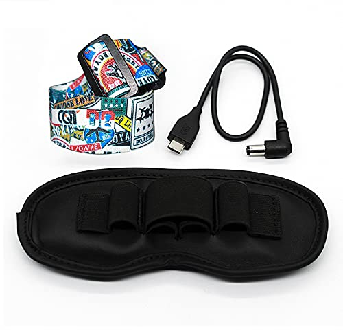 Tmom Verstellbarer Kopfbügel für DJI FPV-Brille V2 Kopfband für VR Brillen Festen Stirnband Videobrille Personalisierte Accessoires (Set Kopfgurt + 30cm-Ladekabel + Staubschutzpad)