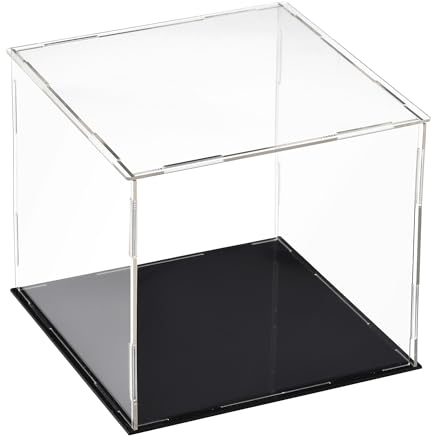 sourcing map Acryl Klar Vitrine Box Staubdichter Schutz Würfel Sammlerstück Ausstellungsbox 25x25x25cm