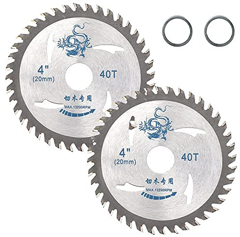 SI FANG 2Pcs 110mm/4 in TCT Circular Saw Blades, 20mm Arbor x 40 Teeth Special Woodworking Cutting Disc for Wood, Hardwood & Plastic, 13200RPM, with 20mm to 16mm Saw Blade Bushing Reduction Ring