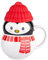Altom Design Weihnachtsbecher Weihnachtstasse mit Gummi-Deckel 300 ml aus Porzellan für Kinder (Pinguin)