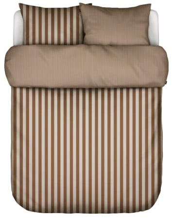 Marc O'Polo Bettwäsche Classic Stripe Streifen Baumwollsatin Toffee Brown, 155x220 + 1 x 80x80 cm