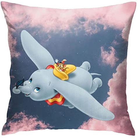 Dumbo Kissenbezug Kissenbezüge Überwurf Kissenbezug Dekorative Kissenbezüge Kissenbezug Schutz für Schlafzimmer/Wohnzimmer/Zimmer/Sofa 18 x 18 Zoll