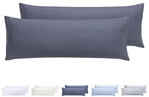 Todocama 2 Kissenbezüge, extra weiche Mikrofaser, hypoallergen, 2 Stück, 90 x 40 cm, Dunkelgrau