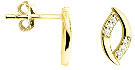 SOFIA MILANI - Damen Ohrringe 925 Silber - vergoldet/golden & mit Zirkonia Steinen - Oval Ohrstecker - E1669