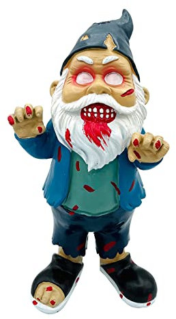 FIYSON 18 cm Peint à la Main Zombie GNOME Statue Horreur GNOME Statue Intempéries Nain De Jardin Résine Figurine Décorative Halloween Jardin Pelouse Ornements, Décoration De Fête Effrayante