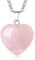 XIANNVXI Rose Quartz Necklace Pink Necklace for Women Pink Gifts for Women Crystal Heart Pendant Ladies Pendant Jewellery