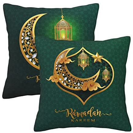 Ramadan Mubarak Wurfkissenbezug Good Moon Couch Kissen Ramadan Dekorationen für Zuhause Geschenke Set von 2 45,7 x 45,7 cm