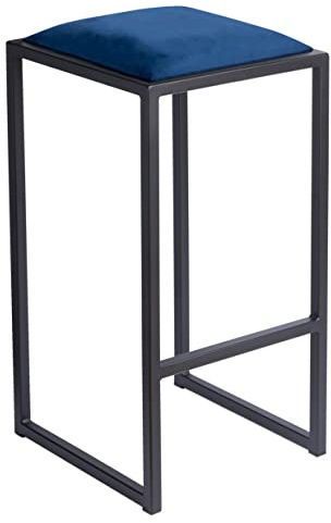 FERRO modern design Barhocker Schwarz ohne Lehne 64 cm - Metall Barstuhl mit Gepolstertem Sitz - Loft Style