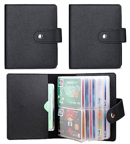 Sipiris 2 Pièces Porte Cartes de Visite,Pochettes de Cartes de Visite Pour le Stockage de Cartes de Visite Cartes d'identité et Autres CartesIdéal pour Bureaux et Studios (noir)