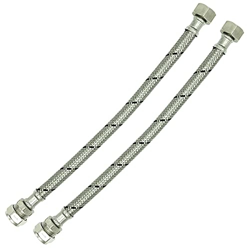 2X Reeds 15mm x 1/2inch Flexi 500mm Flexible Braided Tap & Inlet Valve Connector Pack of 2 WRAS Approved