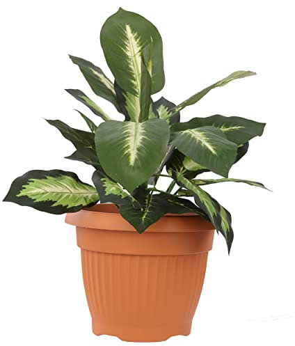 botle Pot de fleurs rond - Dimensions : 45 x 35 cm - Volume : 27 l - Couleur : terre cuite - Plastique - 12 grands pots de fleurs traditionnels