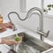 KINKIBOS 3 Wege Wasserhahn Küche mit Ausziehbar Brause für Wasserfilter, Messingkörper, 360° Schwenkbare Küchenarmatur, Mischbatterie mit Trinkwasserhahn, Gebürstetes Nickel
